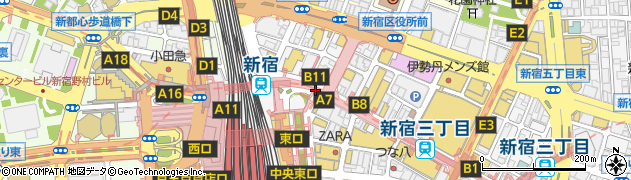 新宿駅東口周辺の地図