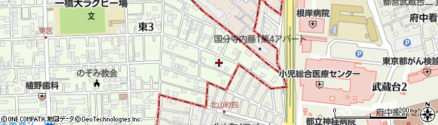 東京都国立市東3丁目24周辺の地図