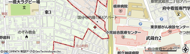 東京都国立市東3丁目33周辺の地図