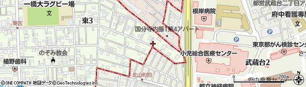 東京都国立市東3丁目33-11周辺の地図