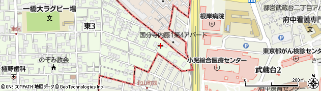 東京都国立市東3丁目33-38周辺の地図
