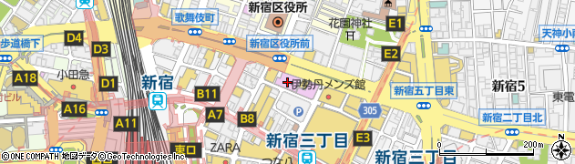 新宿ピカデリー周辺の地図