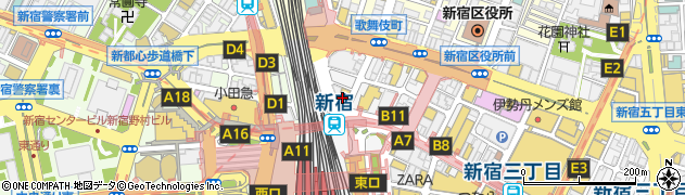 プラスアイ　新宿東口駅前店周辺の地図