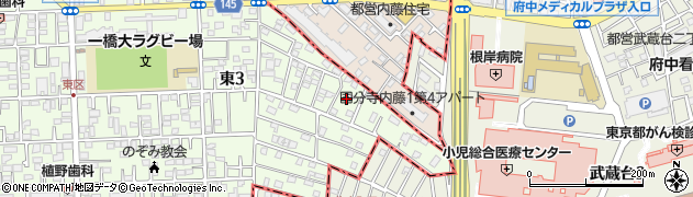 東京都国立市東3丁目32周辺の地図