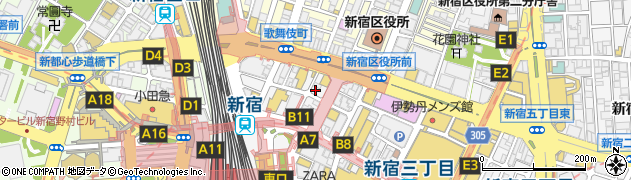 東京名物油そば 新宿東口アルタ裏店周辺の地図