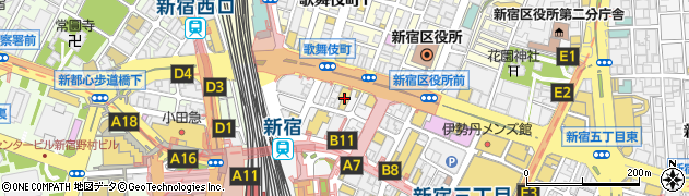 ＯＫＵＲＡ・新宿駅東口店周辺の地図