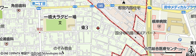 東京都国立市東3丁目26-23周辺の地図