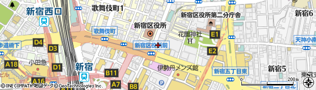 サブナード新宿地下商店街周辺の地図