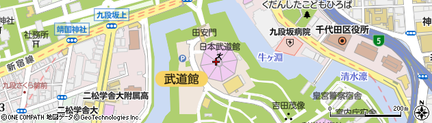 日本武道館（公益財団法人）　当日行事の問い合せ周辺の地図