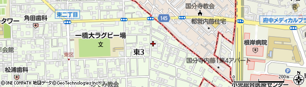 東京都国立市東3丁目26-44周辺の地図