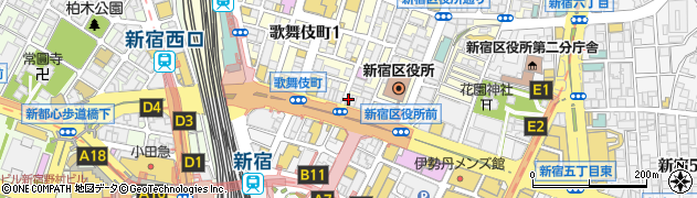 松屋新宿靖国通り店周辺の地図