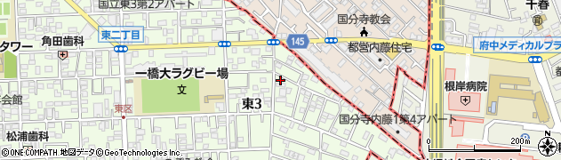 東京都国立市東3丁目26-15周辺の地図