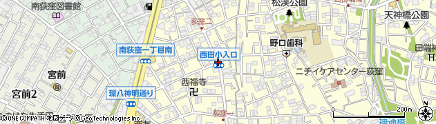 西田小入口周辺の地図