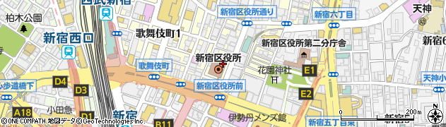 新宿区役所内郵便局 ＡＴＭ周辺の地図