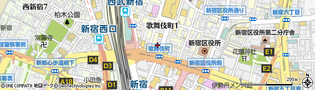 厳選和牛 個室 焼肉 食べ放題 牛幸苑 新宿本店周辺の地図