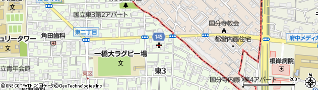 東京都国立市東3丁目8周辺の地図