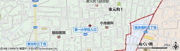 東京都国分寺市東元町1丁目34周辺の地図