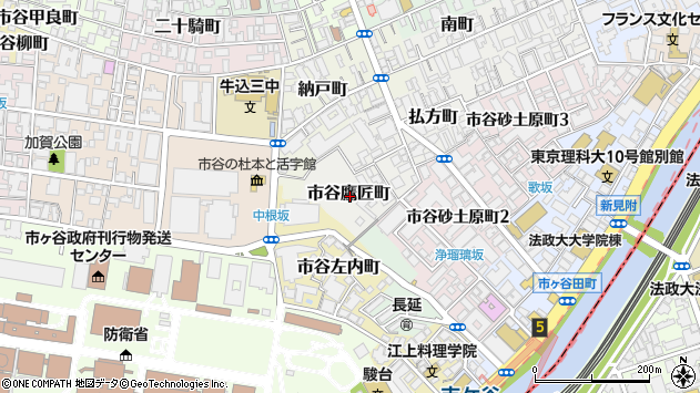 〒162-0848 東京都新宿区市谷鷹匠町の地図
