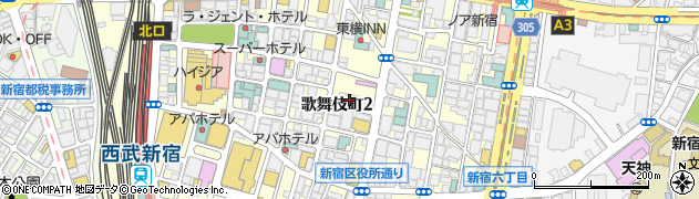 東京都新宿区歌舞伎町2丁目周辺の地図