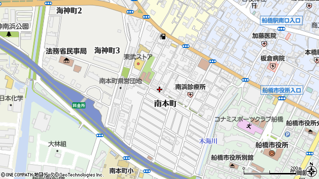〒273-0004 千葉県船橋市南本町の地図