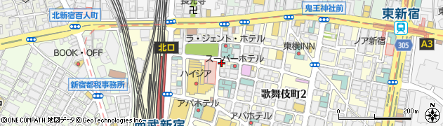 十割蕎麦×つゆしゃぶ 日日－ にちにち－ 新宿本店周辺の地図