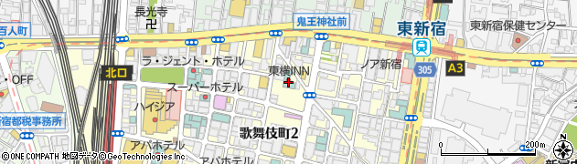 東横ＩＮＮ新宿歌舞伎町周辺の地図