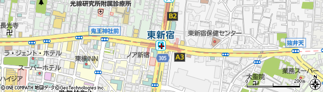 東新宿駅周辺の地図