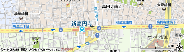 新高円寺駅前郵便局周辺の地図