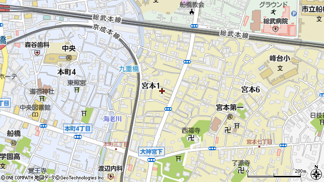 〒273-0003 千葉県船橋市宮本の地図