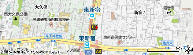 東京地下鉄株式会社　副都心線東新宿駅周辺の地図