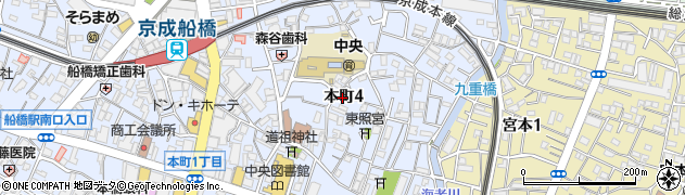 千葉県船橋市本町4丁目周辺の地図
