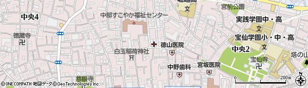 東京都中野区中央周辺の地図