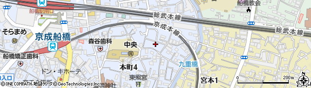 千葉県船橋市本町4丁目13周辺の地図