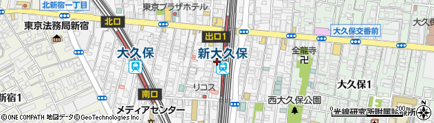新大久保駅前郵便局周辺の地図