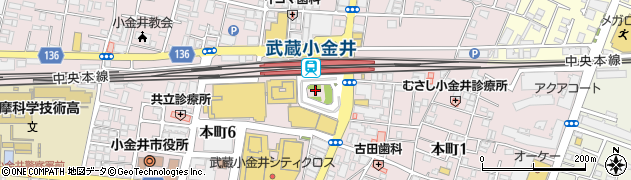 武蔵小金井駅南口周辺の地図