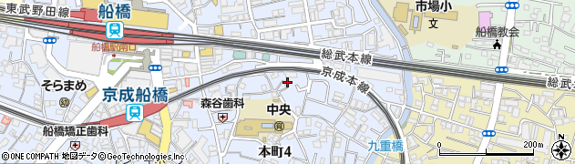 千葉県船橋市本町4丁目14-28周辺の地図