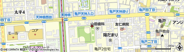 江東区　亀戸野球場・庭球場周辺の地図