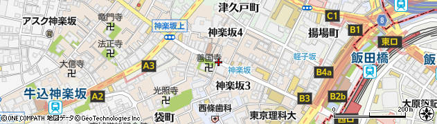 東京都新宿区神楽坂周辺の地図