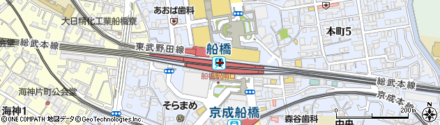 船橋駅周辺の地図