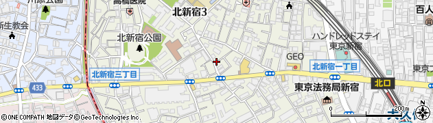 東京都新宿区北新宿周辺の地図