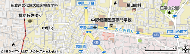中野郵便局前周辺の地図