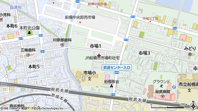 〒273-0001 千葉県船橋市市場の地図