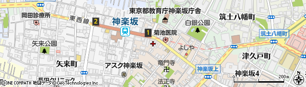 珈琲館 神楽坂店周辺の地図