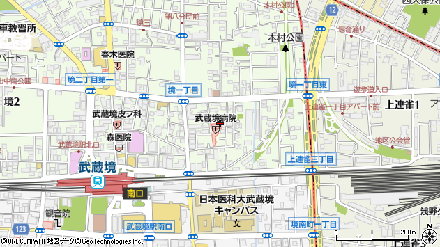 〒180-0022 東京都武蔵野市境の地図