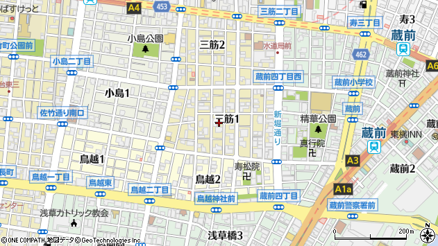 〒111-0055 東京都台東区三筋の地図