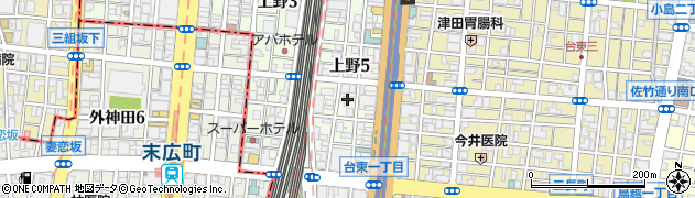 東京都台東区上野5丁目7周辺の地図
