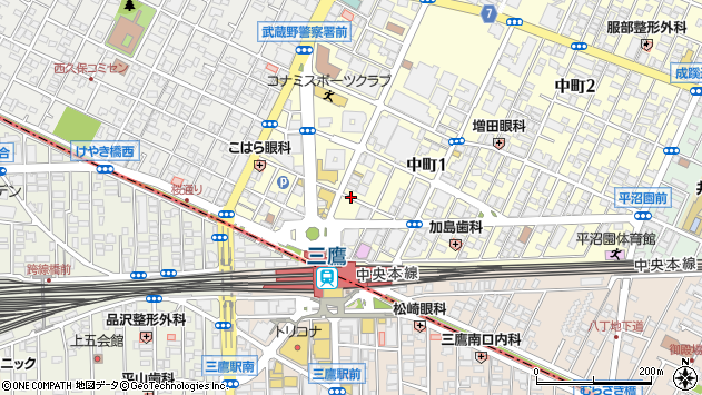 〒180-0006 東京都武蔵野市中町の地図