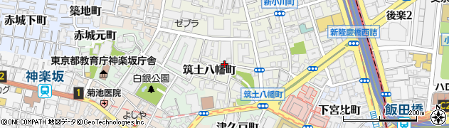 東京都新宿区筑土八幡町周辺の地図
