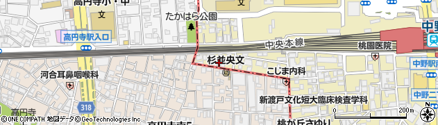 水道修理の救急車　中野店周辺の地図