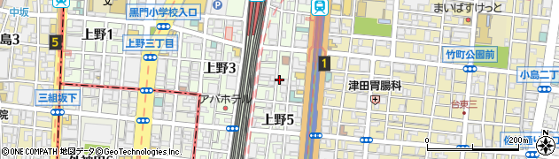 東京都台東区上野5丁目16-5周辺の地図